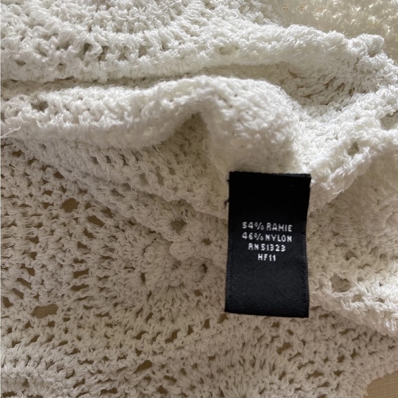 Josephine CHAUS boho Flower Knit Crochet WHITE SWEATER PULLOVER  SIZE 2 - Picture 6 of 7